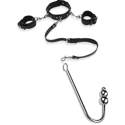 5334 Collar with Beaded Anal and Elegant Cuffs Hook 0808